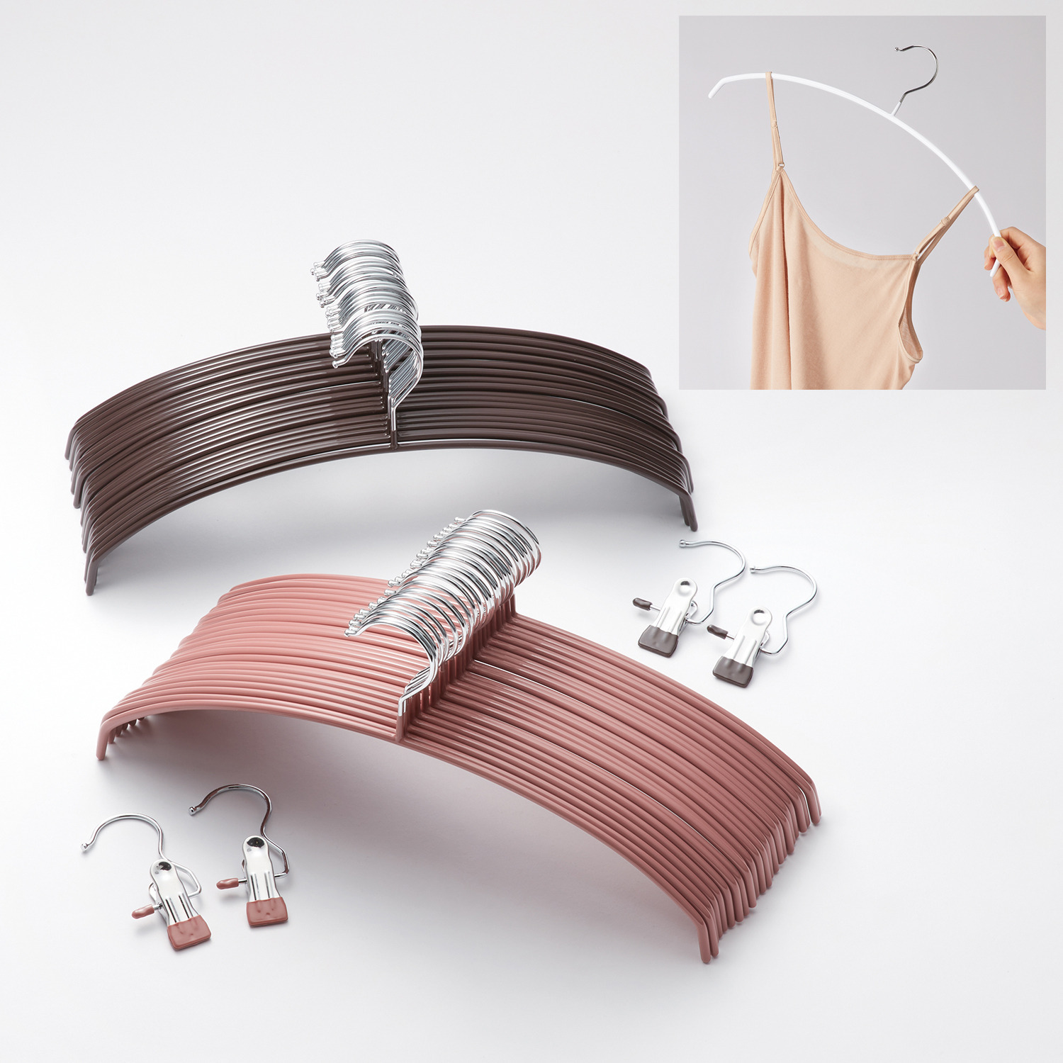 ミナリノ ずれ落ちにくく すっきり収納！ スタイルハンガー カラーが選べる ４８本セット