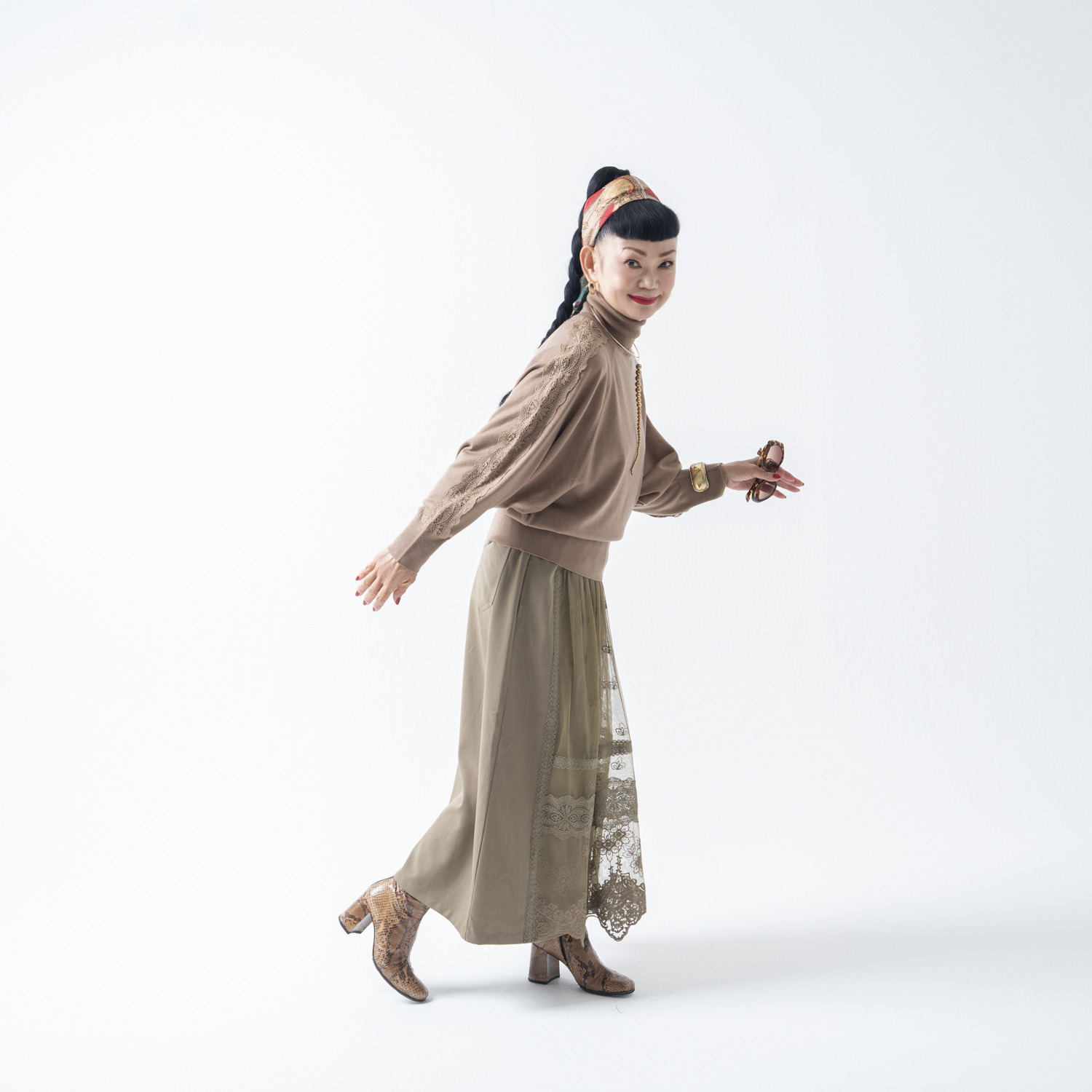 キョウコ　ヒガ パネルレース ロングスカート