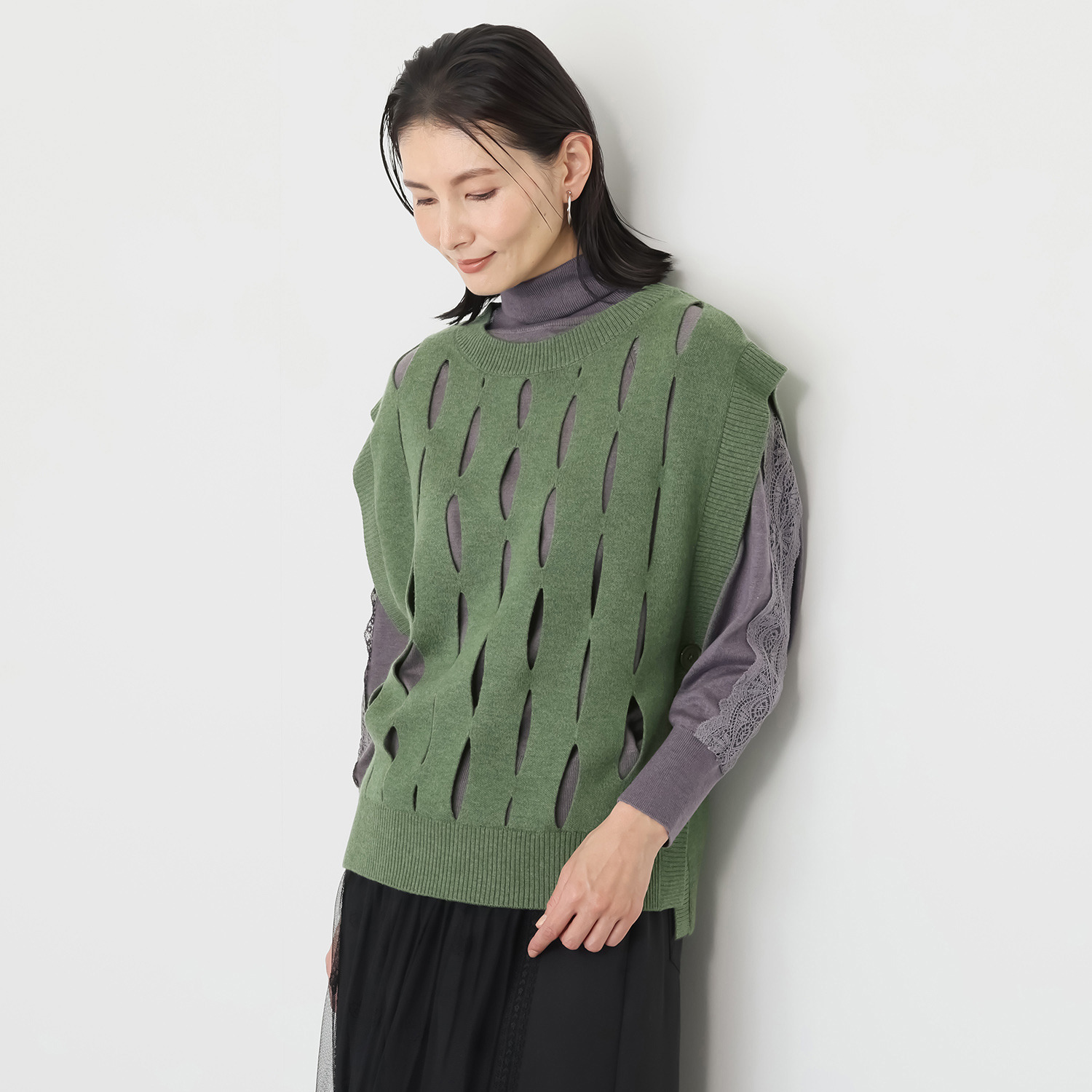 キョウコ　ヒガ レイヤードが楽しくなる スラッシュディテール ニットジレ