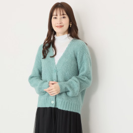 リサリサ 片畦編み Ｖネックエアリーニット カーディガン