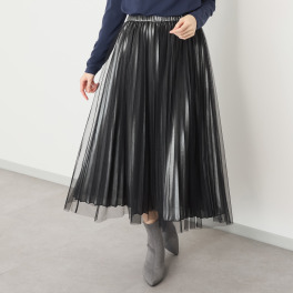 リサリサ チュールレイヤード プリーツデザイン フレアースカート