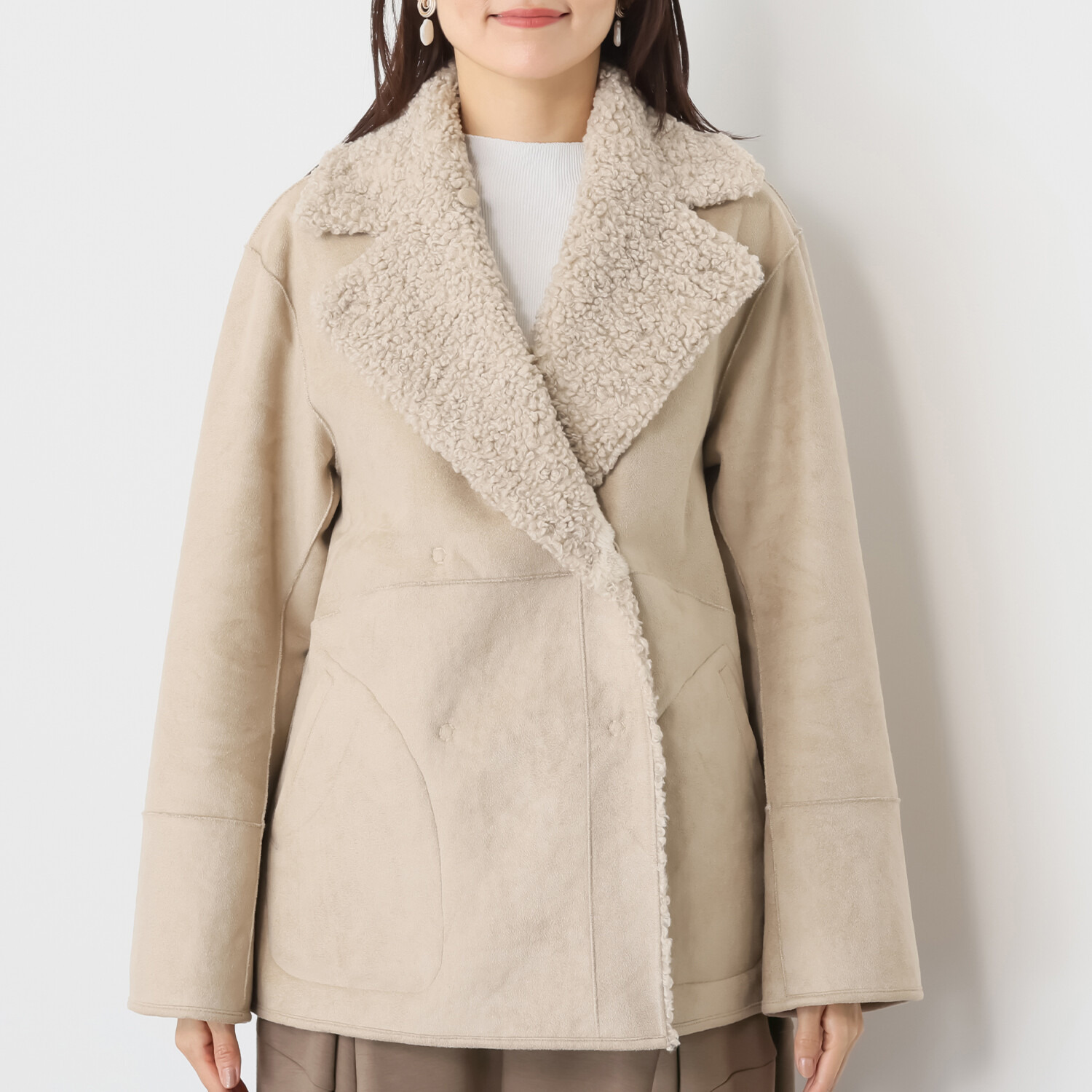 ゼラールスポーツ フェイクムートン リバーシブルで楽しめる ファー切替デザイン ピーコート