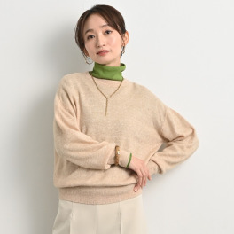 ＢＯＵＮＣＹ　ＢＯＮＤ リネンカシミヤ ふんわりスリーブ ニットプルオーバー
