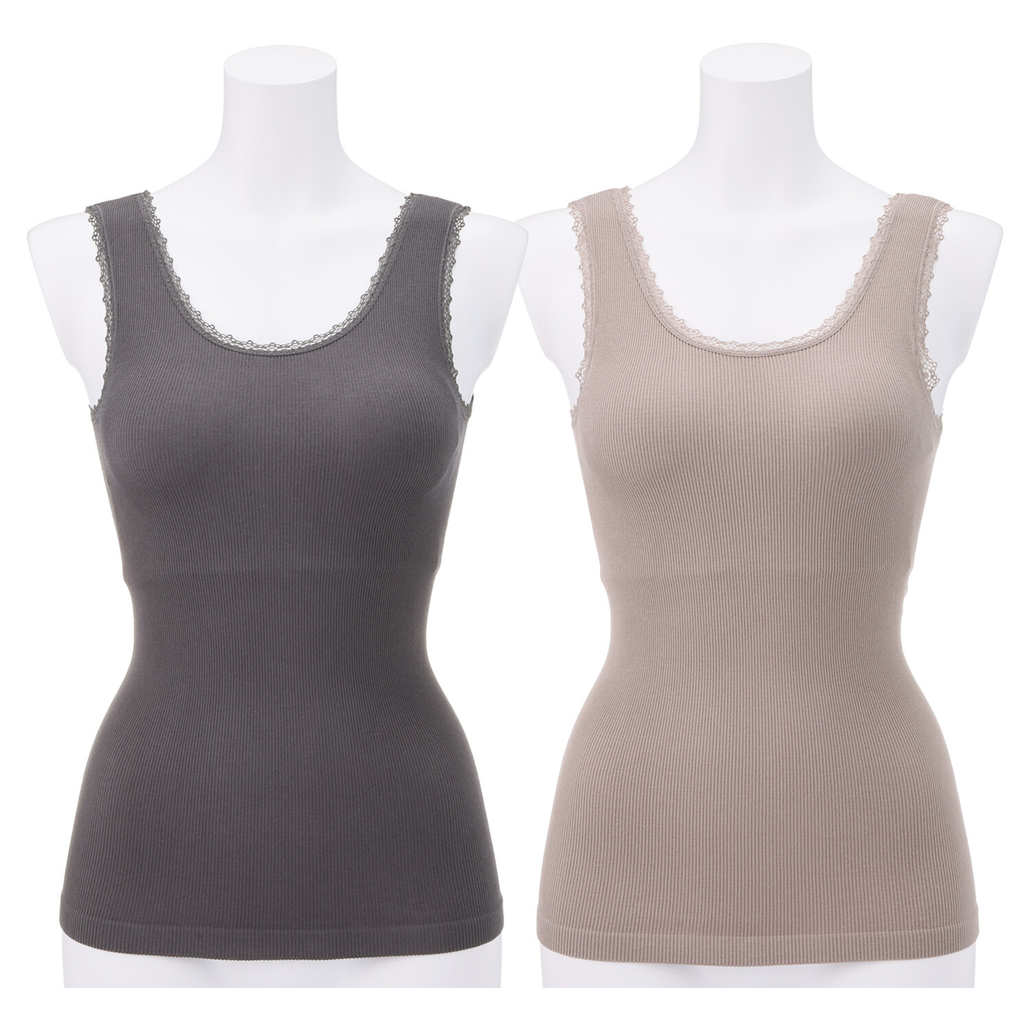 美人工房 抗菌防臭 なめらかモダール混 カップ付リブタンクトップ ２枚セット