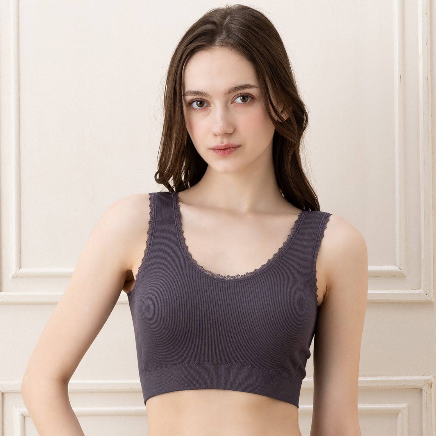 美人工房 抗菌防臭 なめらかモダール混 カップ付リブハーフトップ ２枚セット