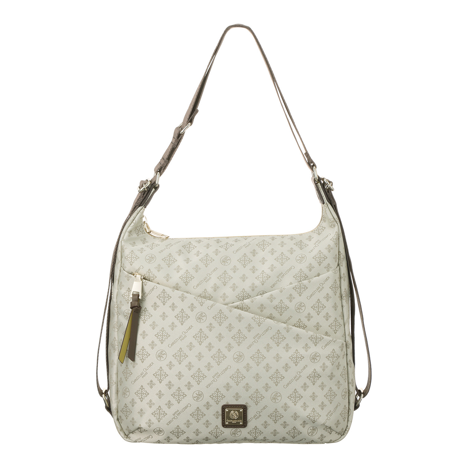 クリスチャン　オリビエ はっ水ジャガード モノグラム柄 クロスポケット 軽量２ウェイ ショルダーリュック  
