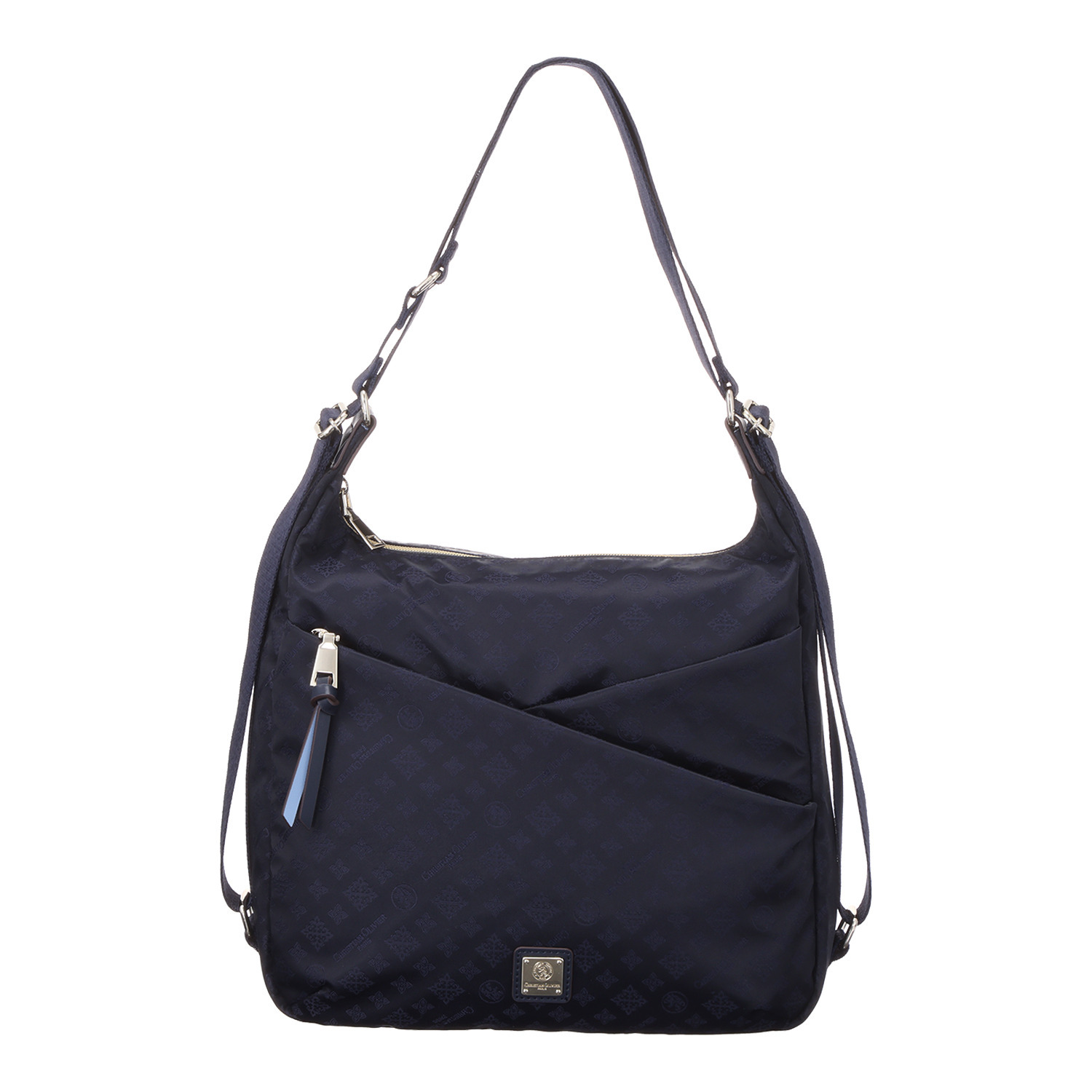 クリスチャン　オリビエ はっ水ジャガード モノグラム柄 クロスポケット 軽量２ウェイ ショルダーリュック  
