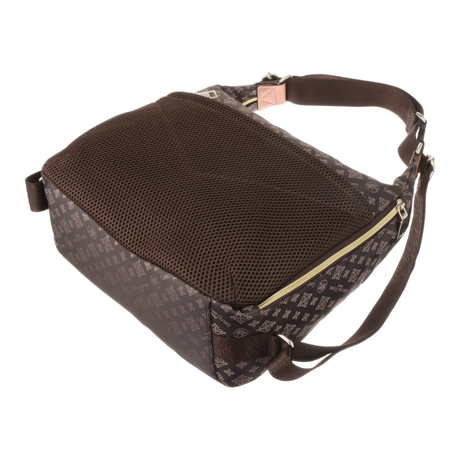 クリスチャン　オリビエ はっ水ジャガード モノグラム柄 クロスポケット 軽量２ウェイ ショルダーリュック  
