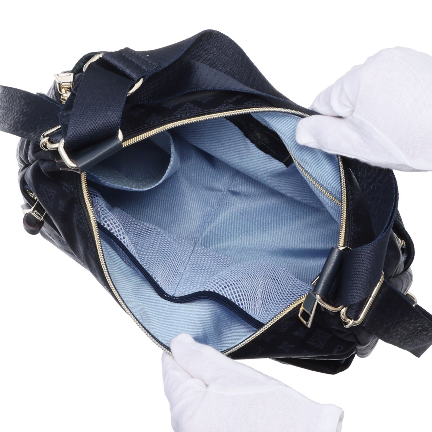 クリスチャン　オリビエ はっ水ジャガード モノグラム柄 クロスポケット 軽量２ウェイ ショルダーリュック  
