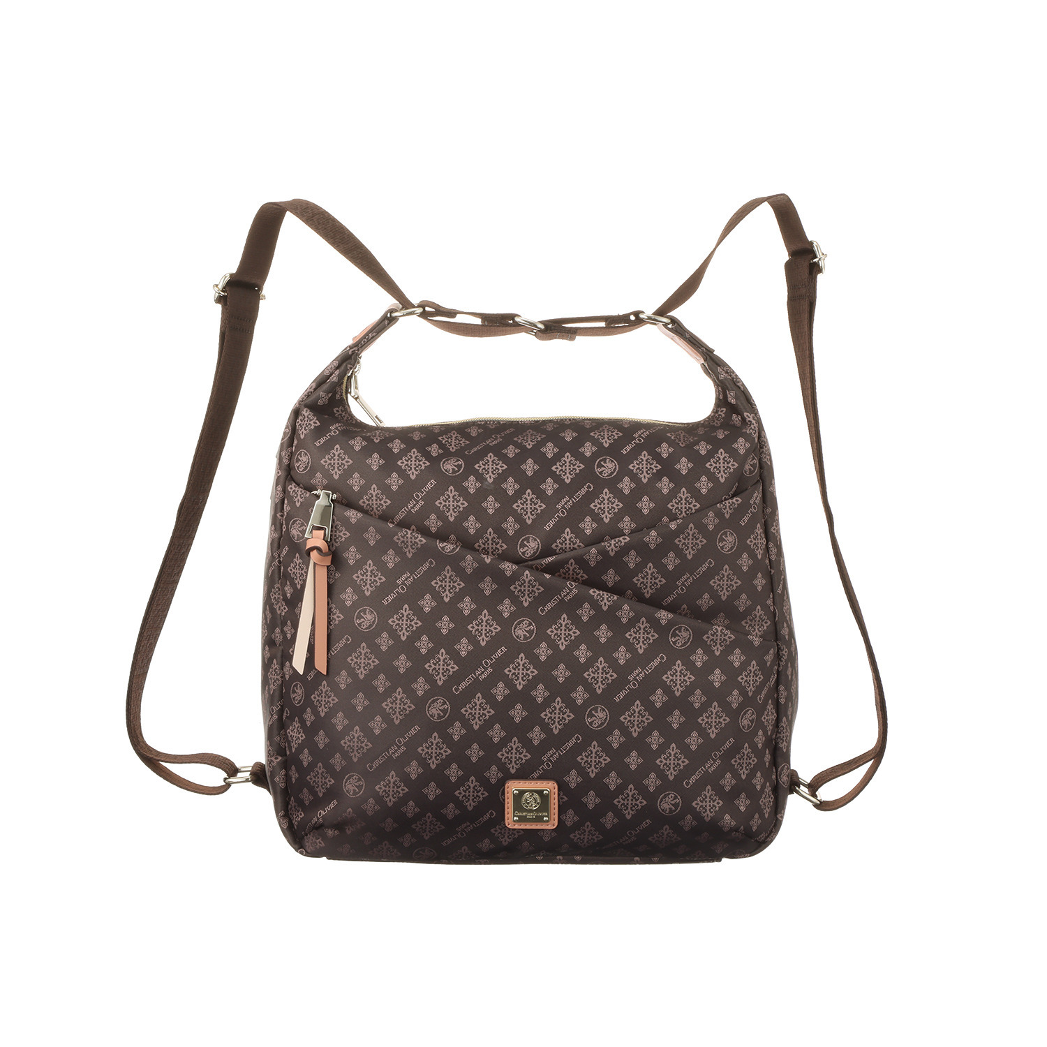 クリスチャン　オリビエ はっ水ジャガード モノグラム柄 クロスポケット 軽量２ウェイ ショルダーリュック  
