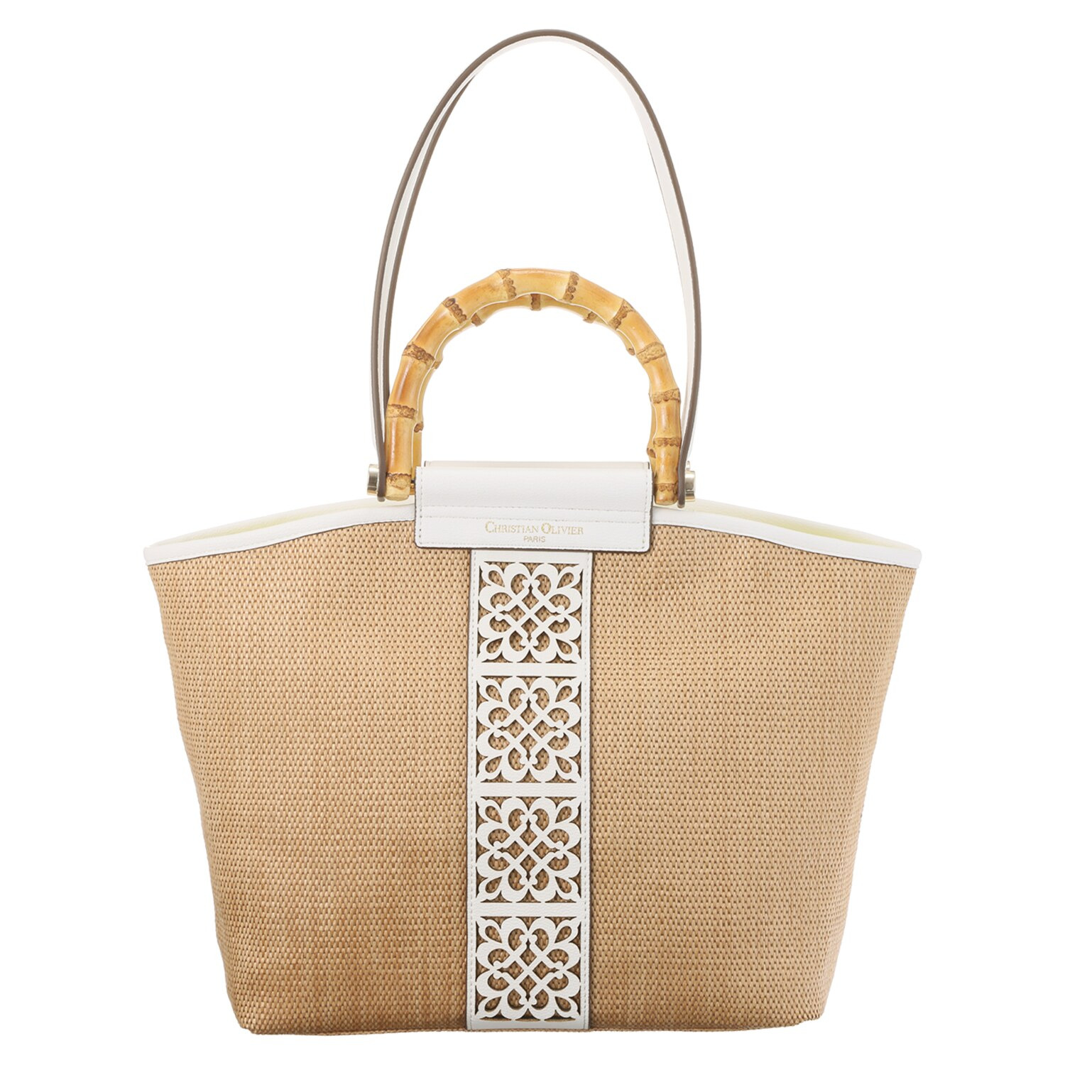 クリスチャン　オリビエ レーザーカットシリーズ バンブーハンドル ２ウェイトートバッグ