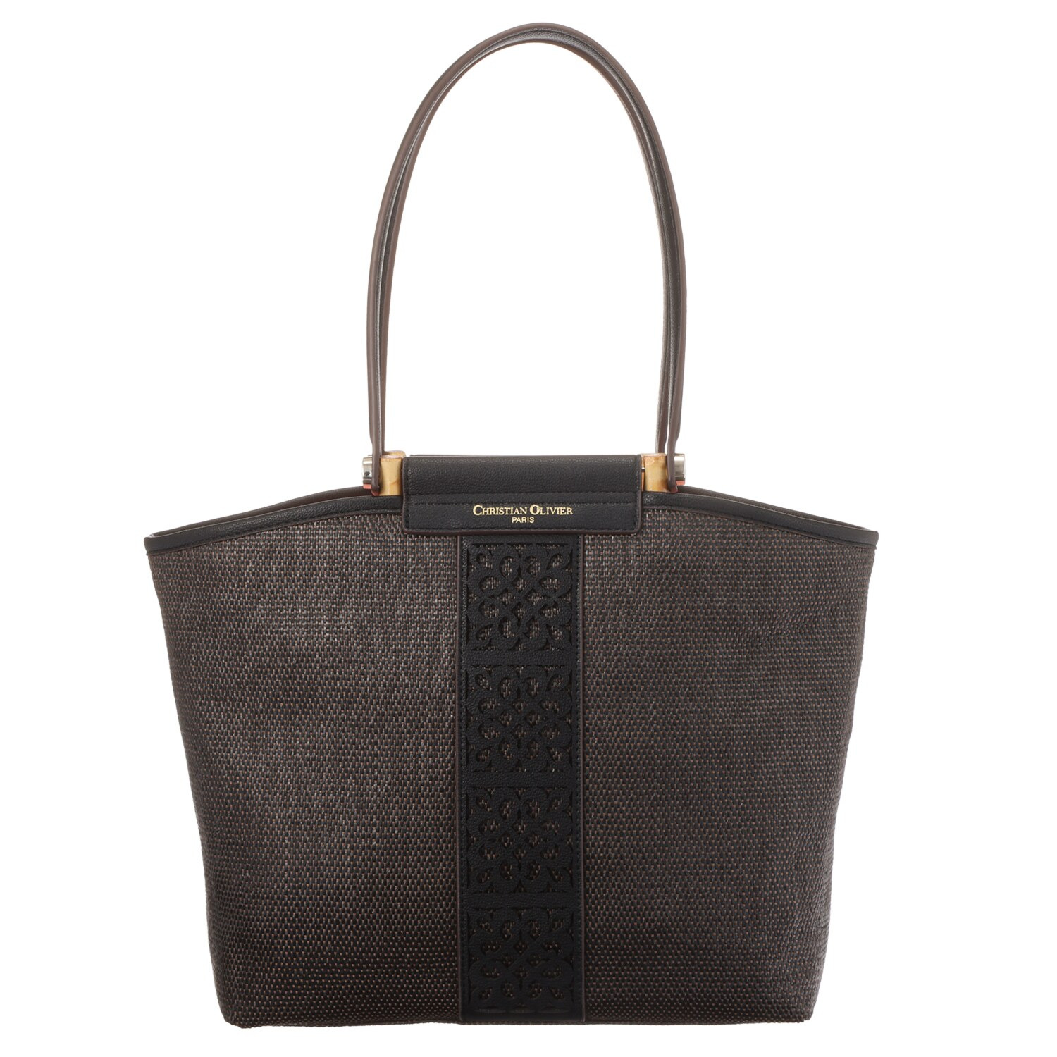 クリスチャン　オリビエ レーザーカットシリーズ バンブーハンドル ２ウェイトートバッグ