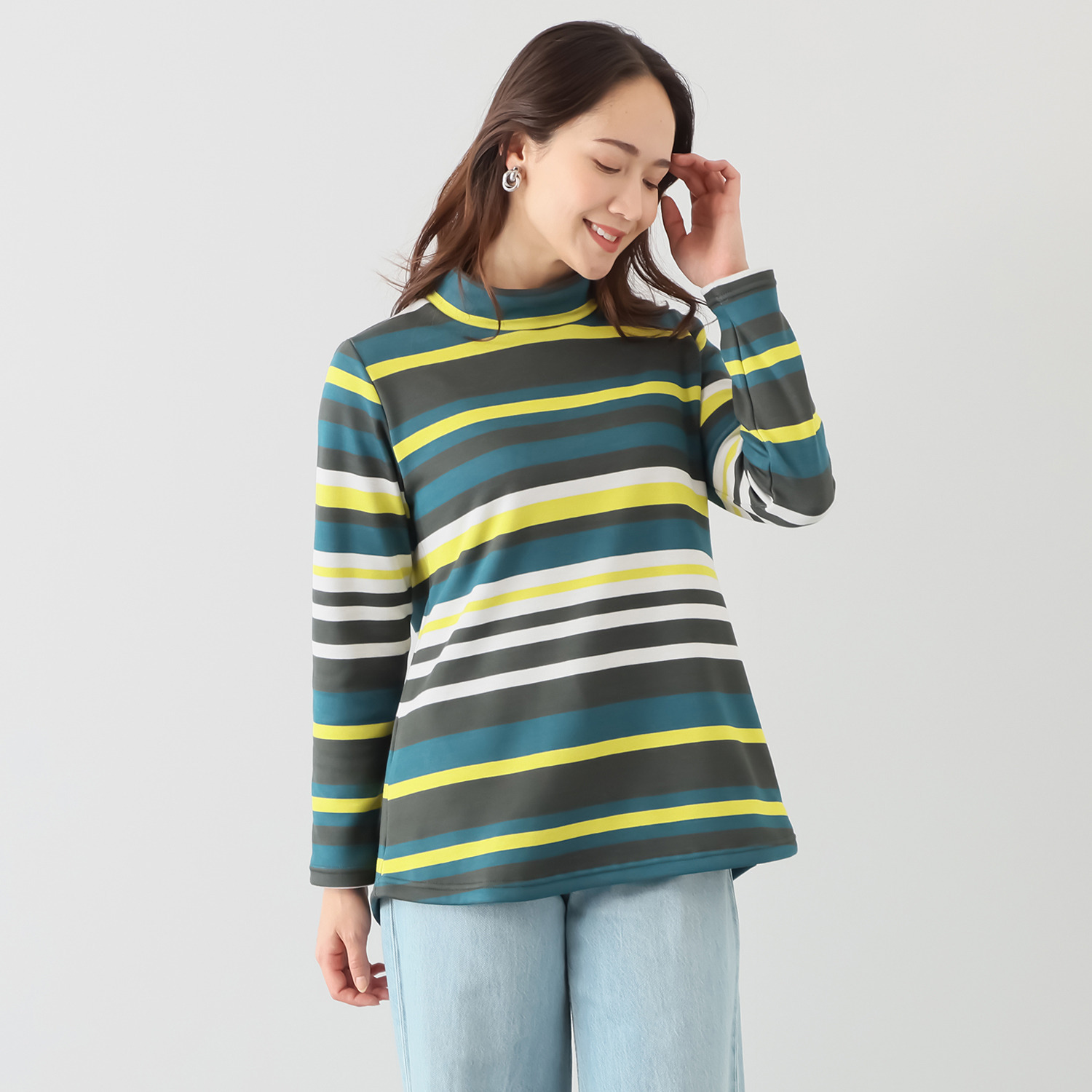 ココンライフ　ドゥ 吸湿発熱・吸放湿 “マジックエア” 裏シャギーボーダー チュニック