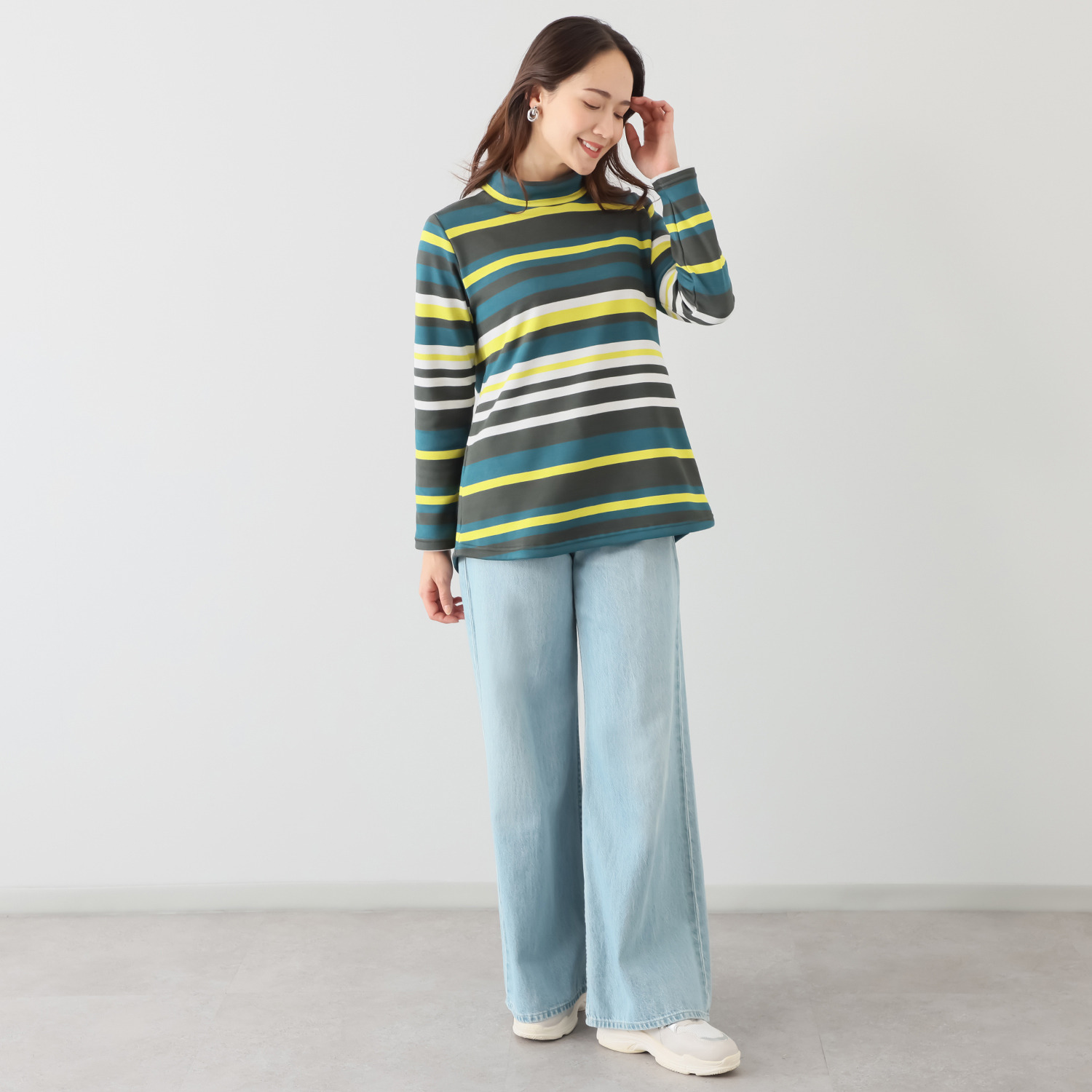 ココンライフ　ドゥ 吸湿発熱・吸放湿 “マジックエア” 裏シャギーボーダー チュニック