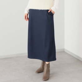 ココンライフ　ドゥ 吸湿発熱・吸放湿 “マジックエア” 裏シャギーデニム調 ロングスカート
