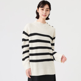 アリュメット 畦編み ボーダー ニットプルオーバー