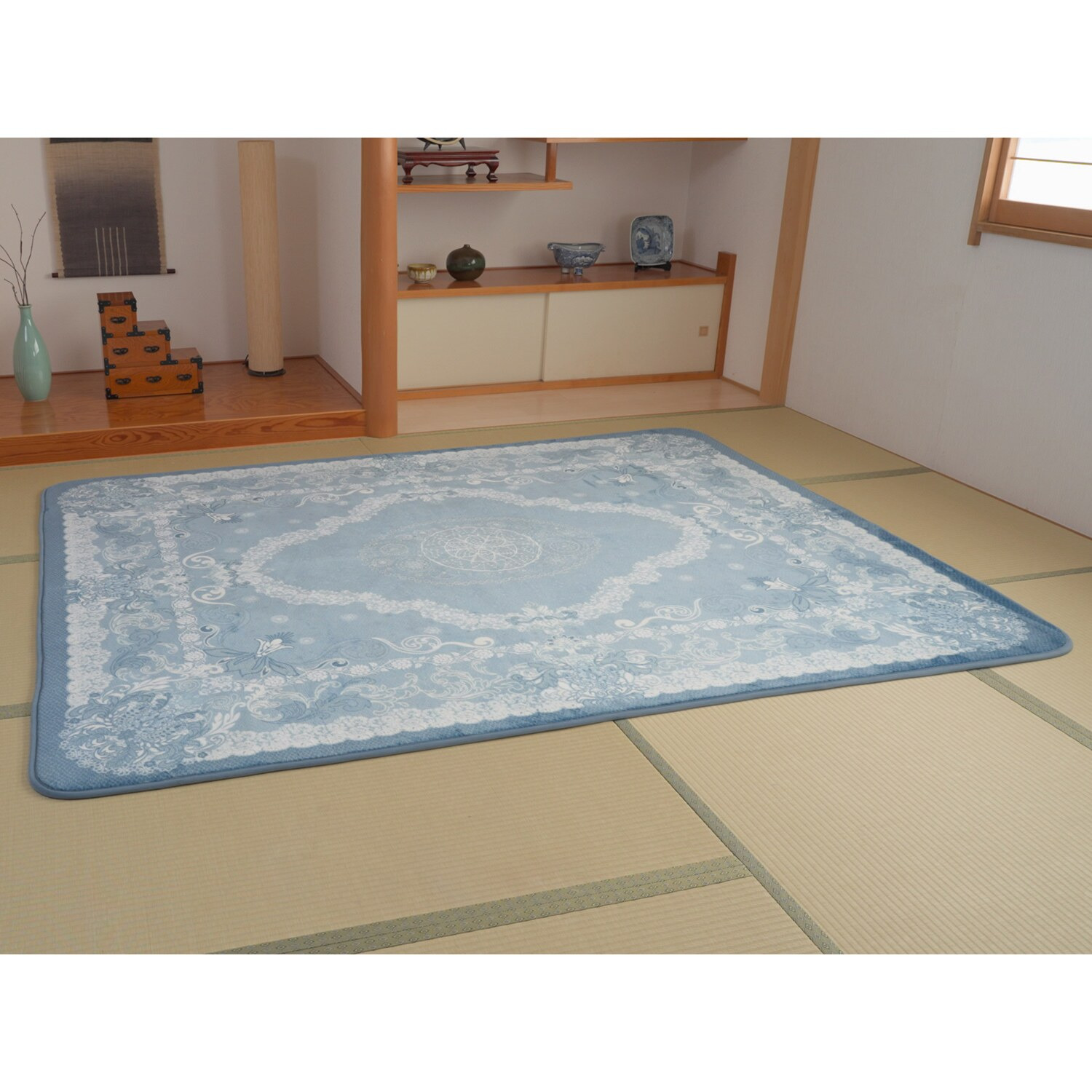 スワトウ刺しゅう協会 認定デザイン 洗える あたたかラグ ＜１９０×２４０ｃｍ＞