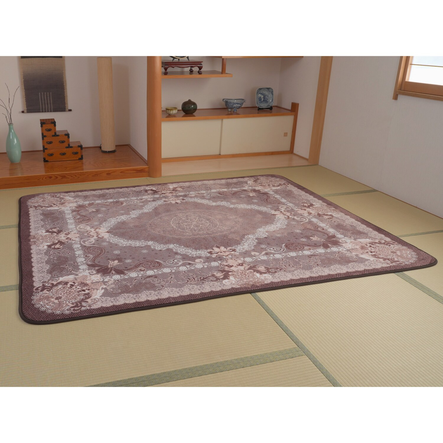 スワトウ刺しゅう協会 認定デザイン 洗える あたたかラグ ＜１９０×２４０ｃｍ＞