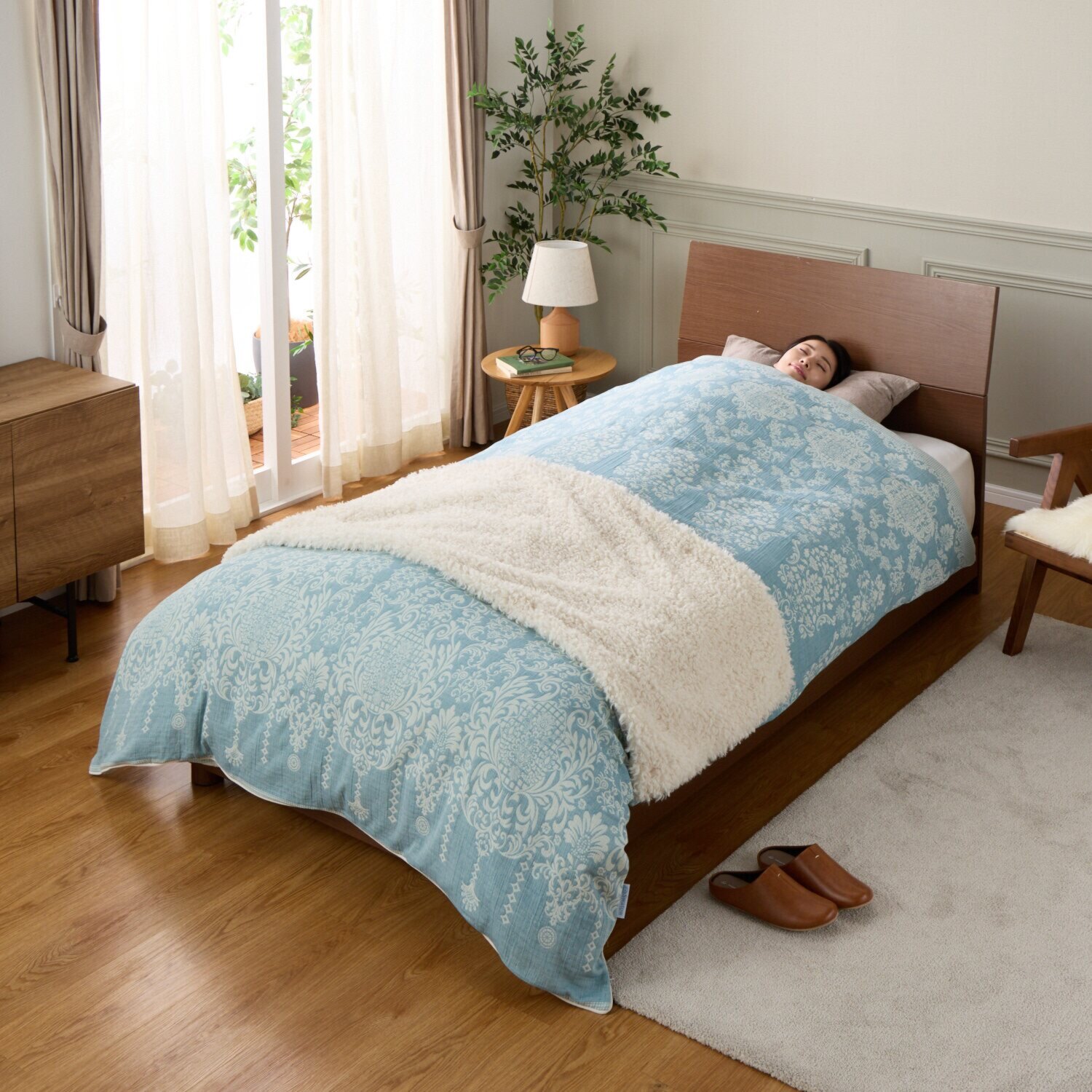 スワトウ刺しゅう協会 認定デザイン 足元スプレッド付 コットン１００％ 掛布団カバー ＜シングル＞