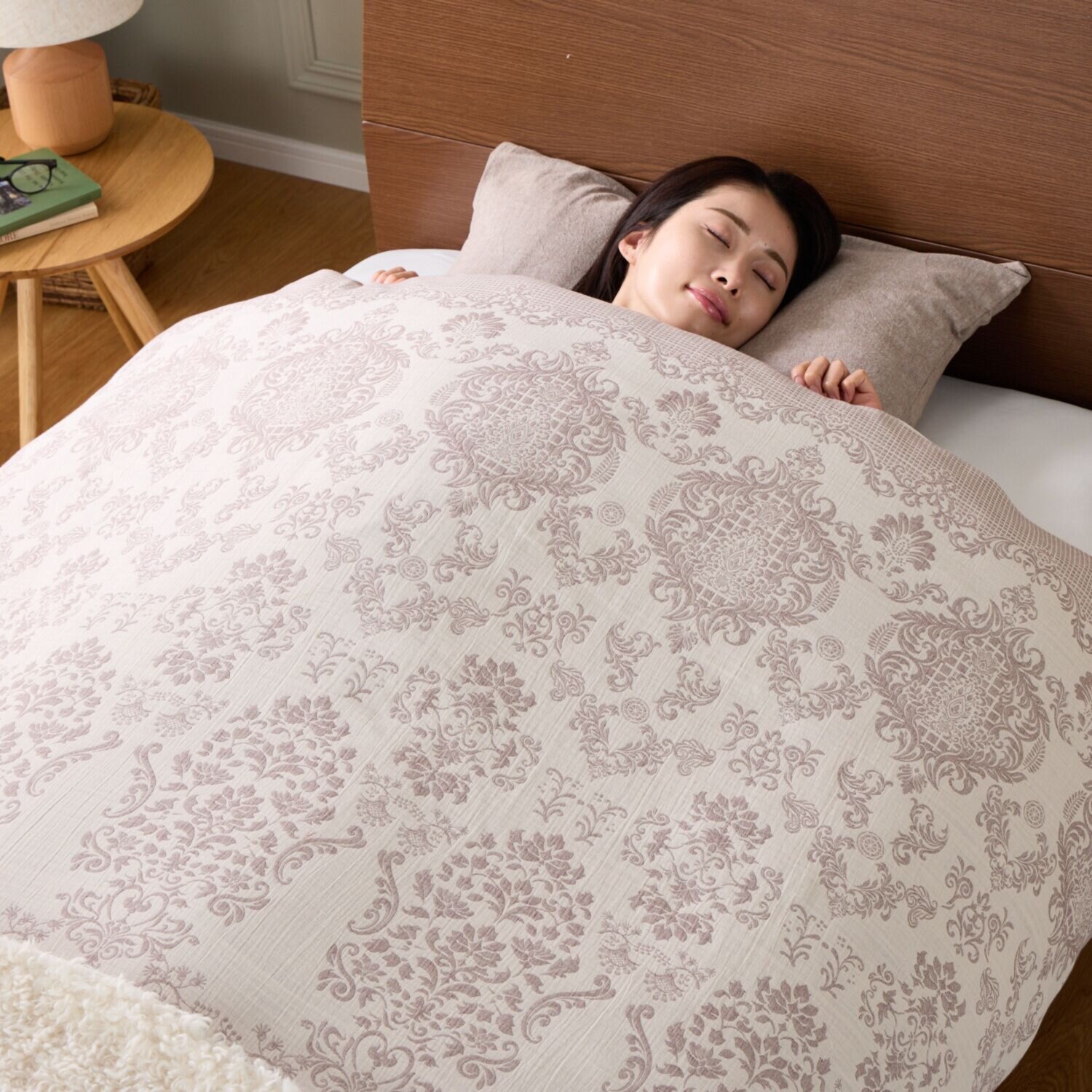 スワトウ刺しゅう協会 認定デザイン 足元スプレッド付 コットン１００％ 掛布団カバー ＜シングル＞