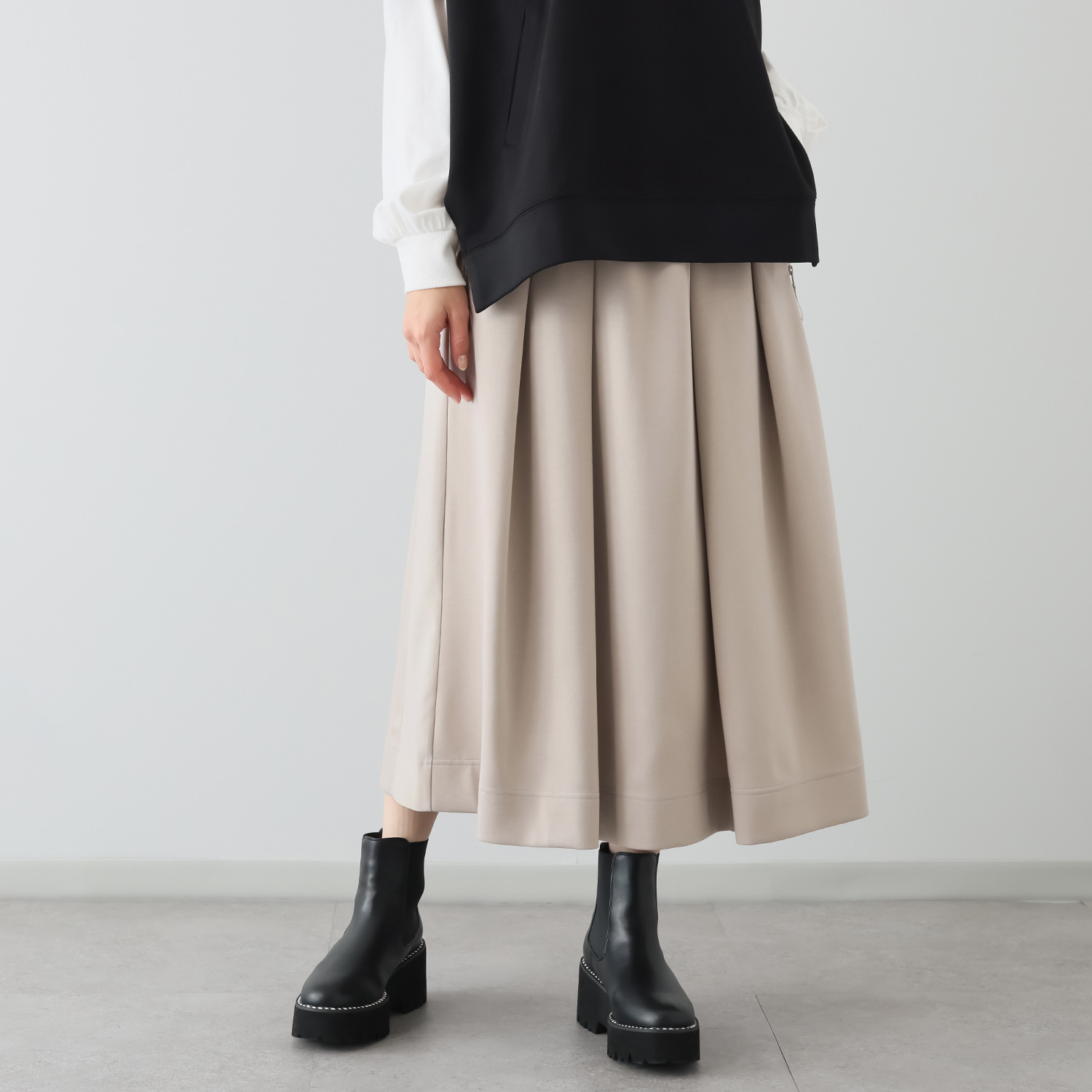 ヨーコモリモト タックデザイン ロングスカート