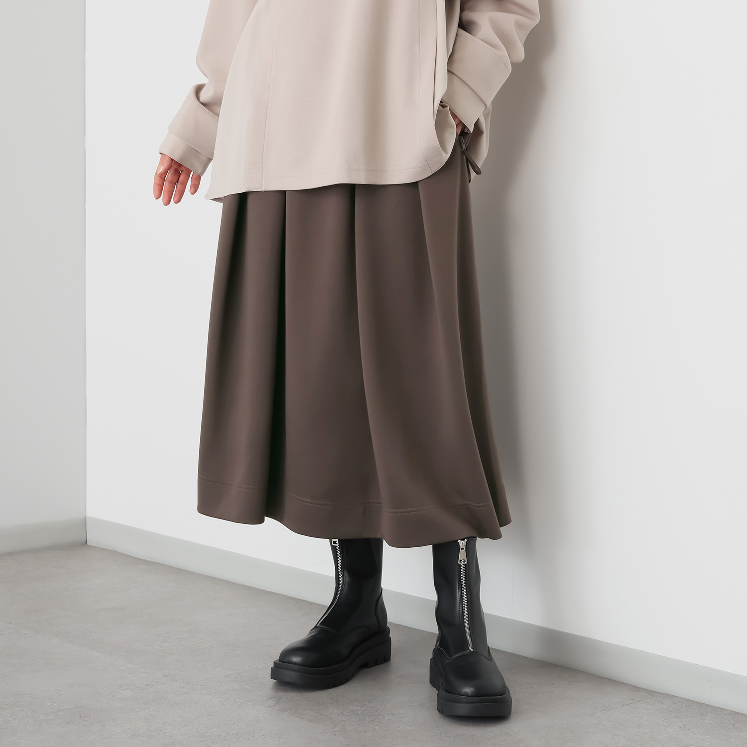 ヨーコモリモト タックデザイン ロングスカート