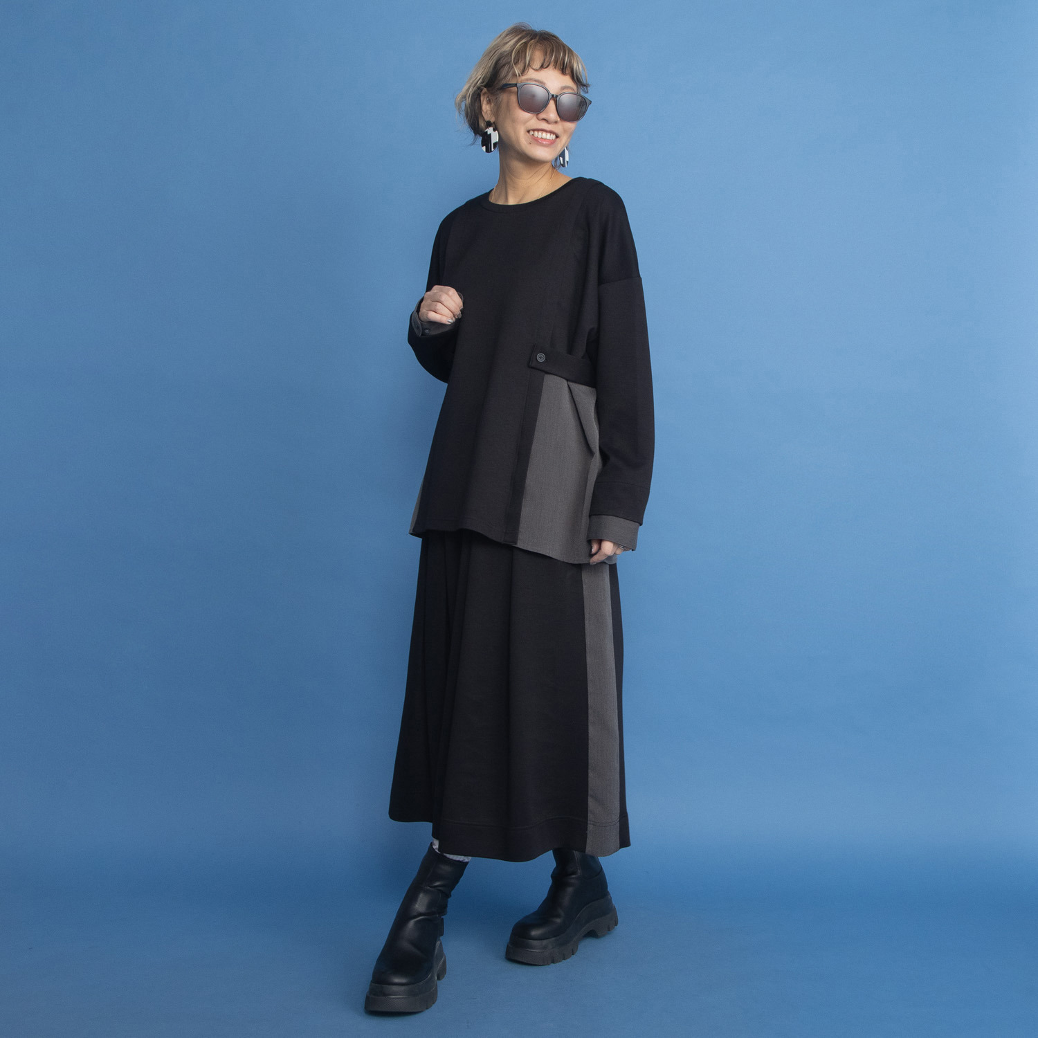 ヨーコモリモト タックデザイン ロングスカート