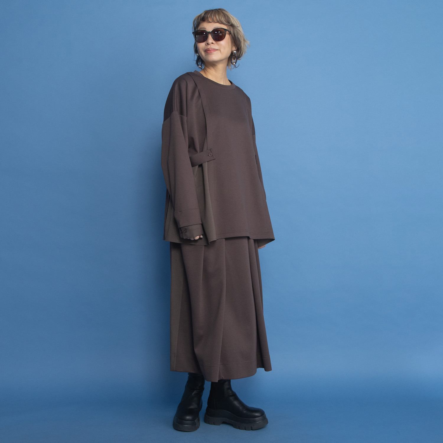 ヨーコモリモト タックデザイン ロングスカート