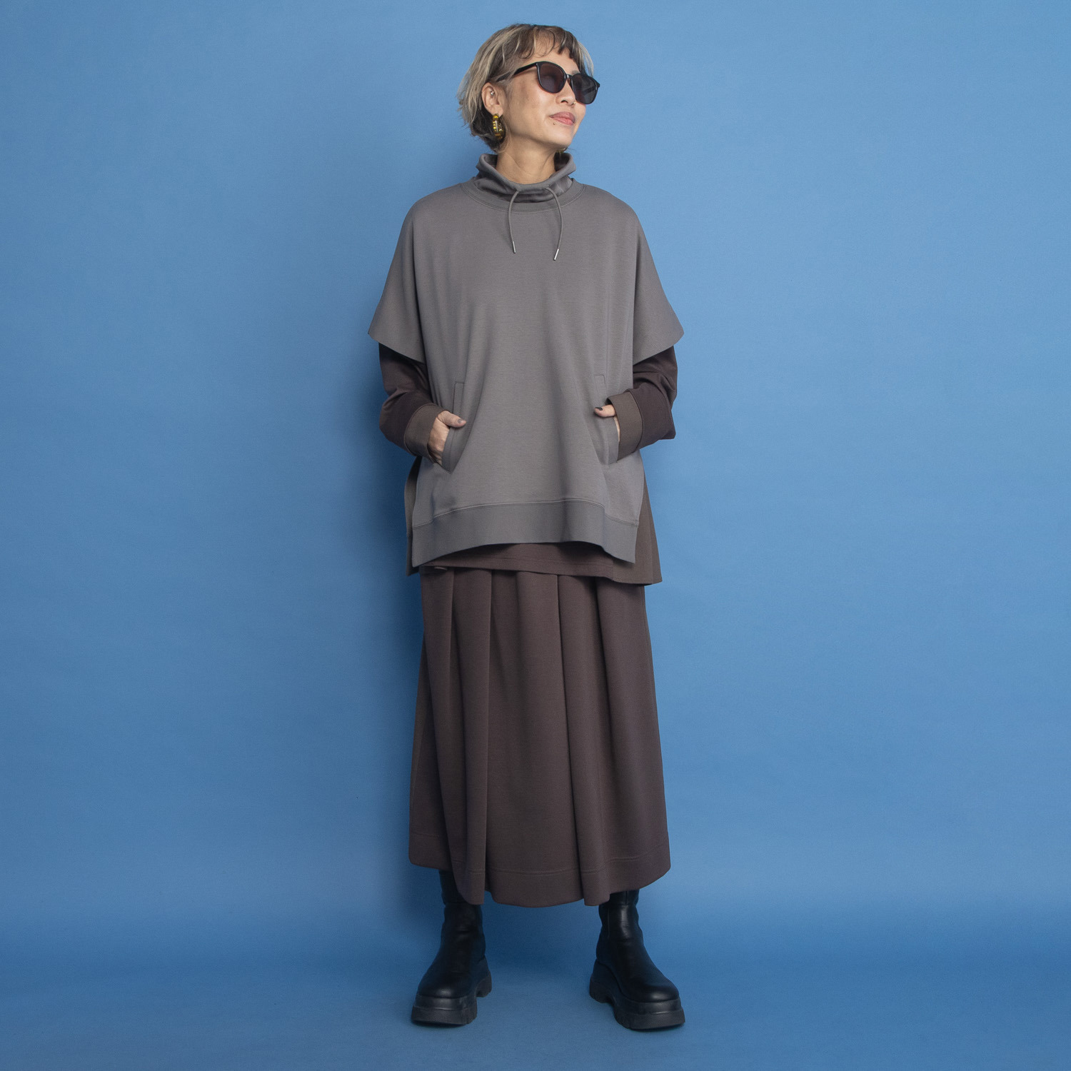 ヨーコモリモト タックデザイン ロングスカート