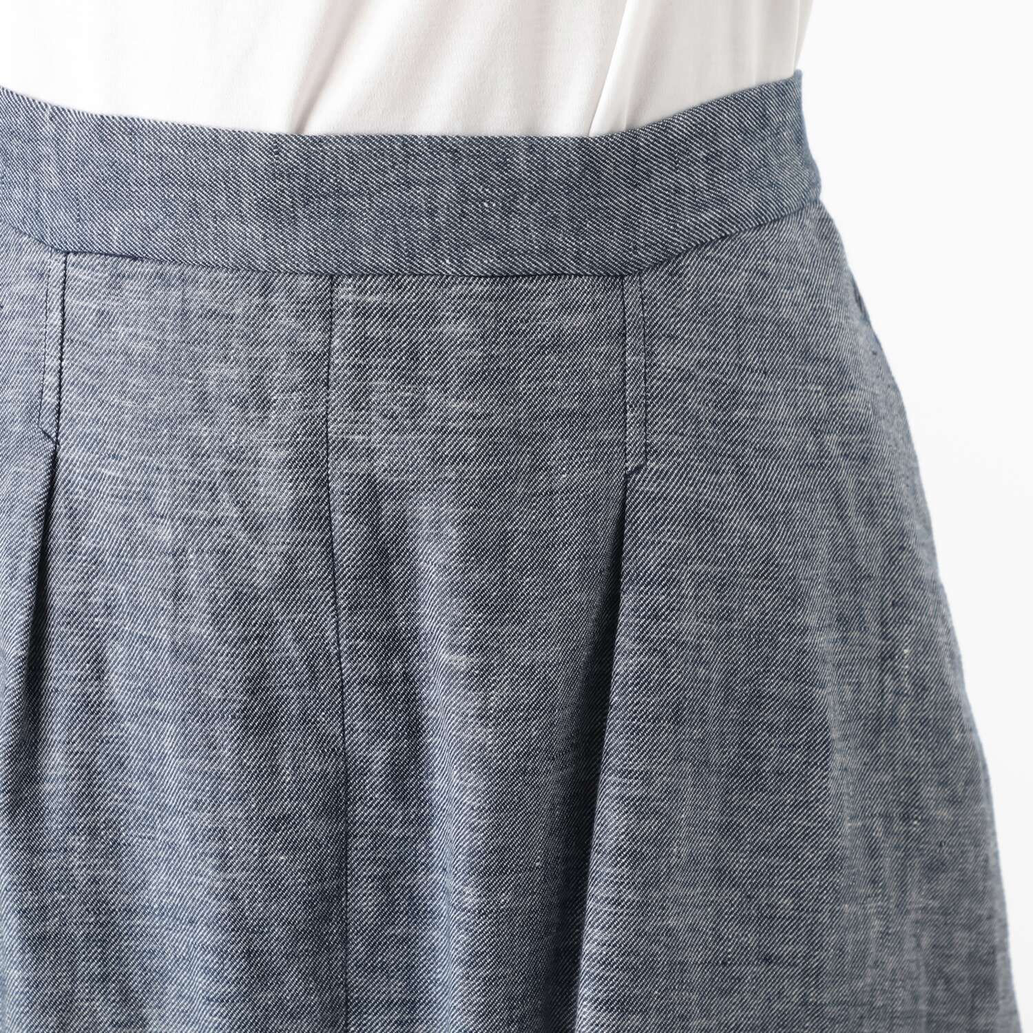 レア　ジェム リネンツイルで 優雅に揺らめく コクーンフレアースカート