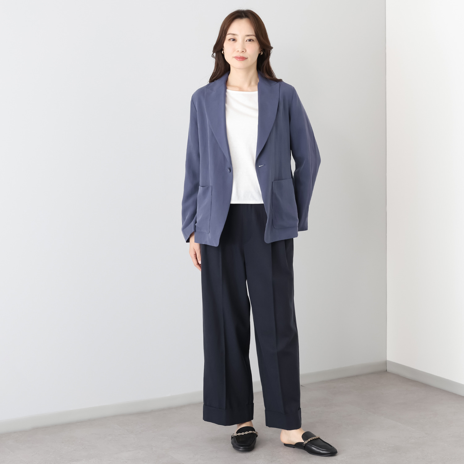 シャビージェンティール ピークドラペル ボックスシルエット テーラードジャケット