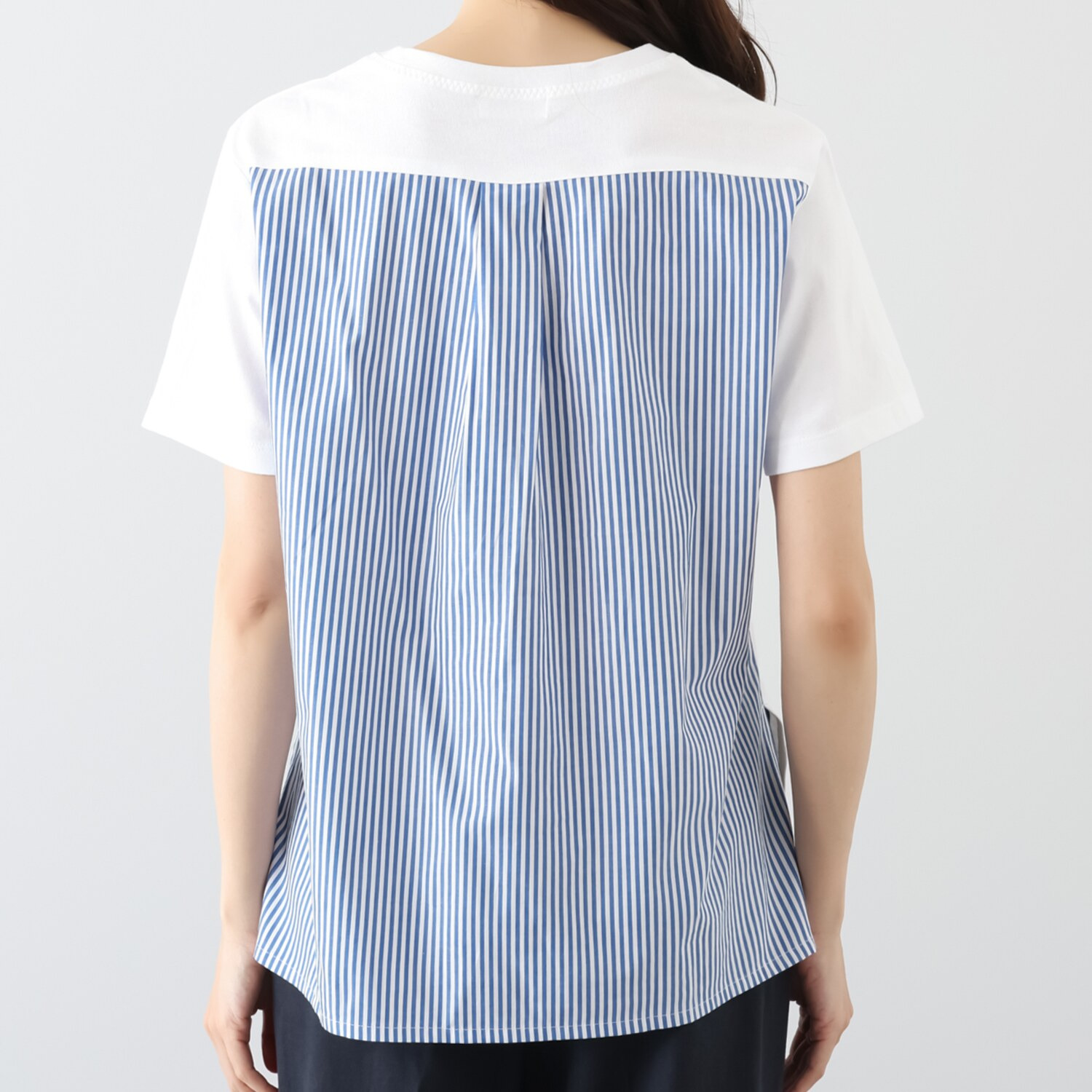 シャビージェンティール 後ろ身頃 ロンドンストライプ コンビネーションＴシャツ