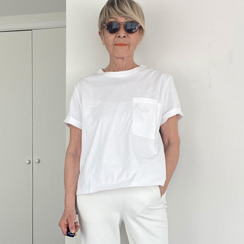 シャビージェンティール 後ろ身頃 ロンドンストライプ コンビネーションＴシャツ