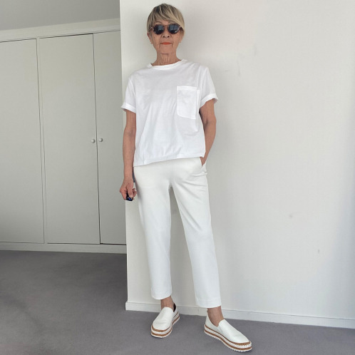 シャビージェンティール 後ろ身頃 ロンドンストライプ コンビネーションＴシャツ