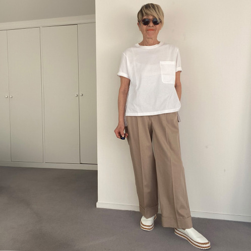 シャビージェンティール 後ろ身頃 ロンドンストライプ コンビネーションＴシャツ