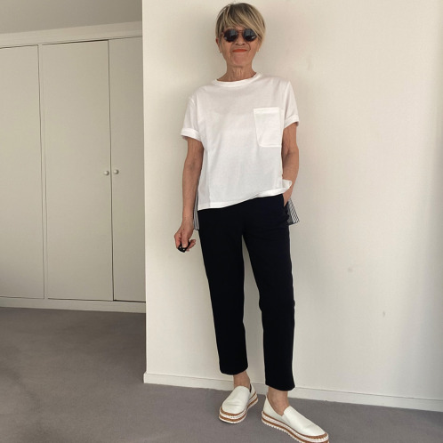 シャビージェンティール 後ろ身頃 ロンドンストライプ コンビネーションＴシャツ