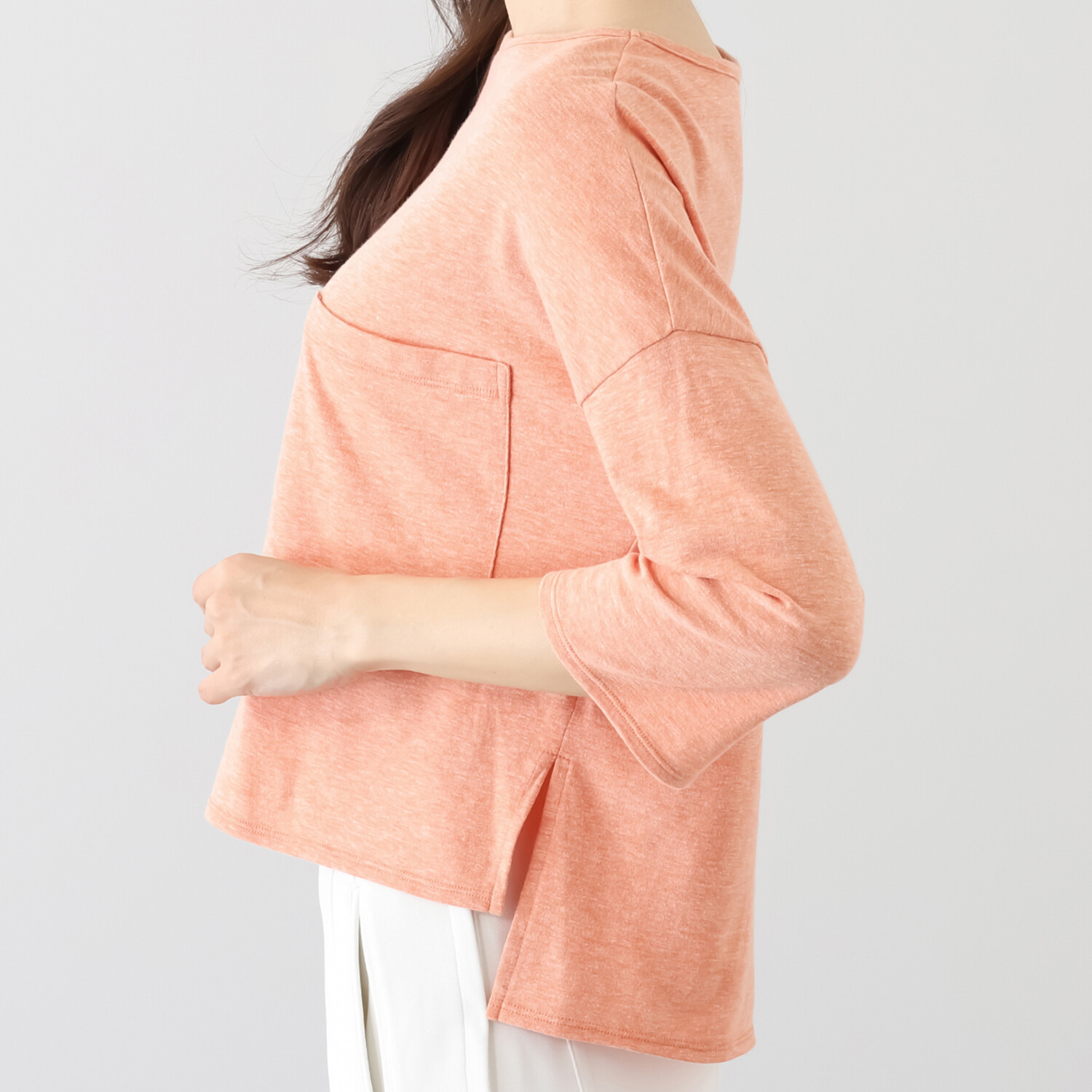 シャビージェンティール ボートネック ドロップショルダー クロップト丈プルオーバー 