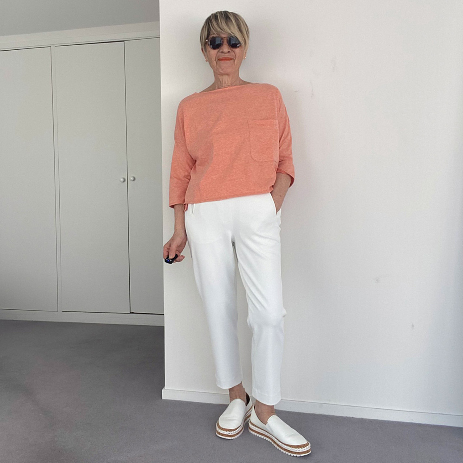 シャビージェンティール ボートネック ドロップショルダー クロップト丈プルオーバー 