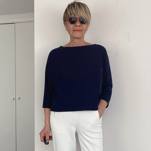 シャビージェンティール ボートネック ドロップショルダー クロップト丈プルオーバー 