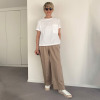 シャビージェンティール 裾ダブルデザイン タックパンツ
