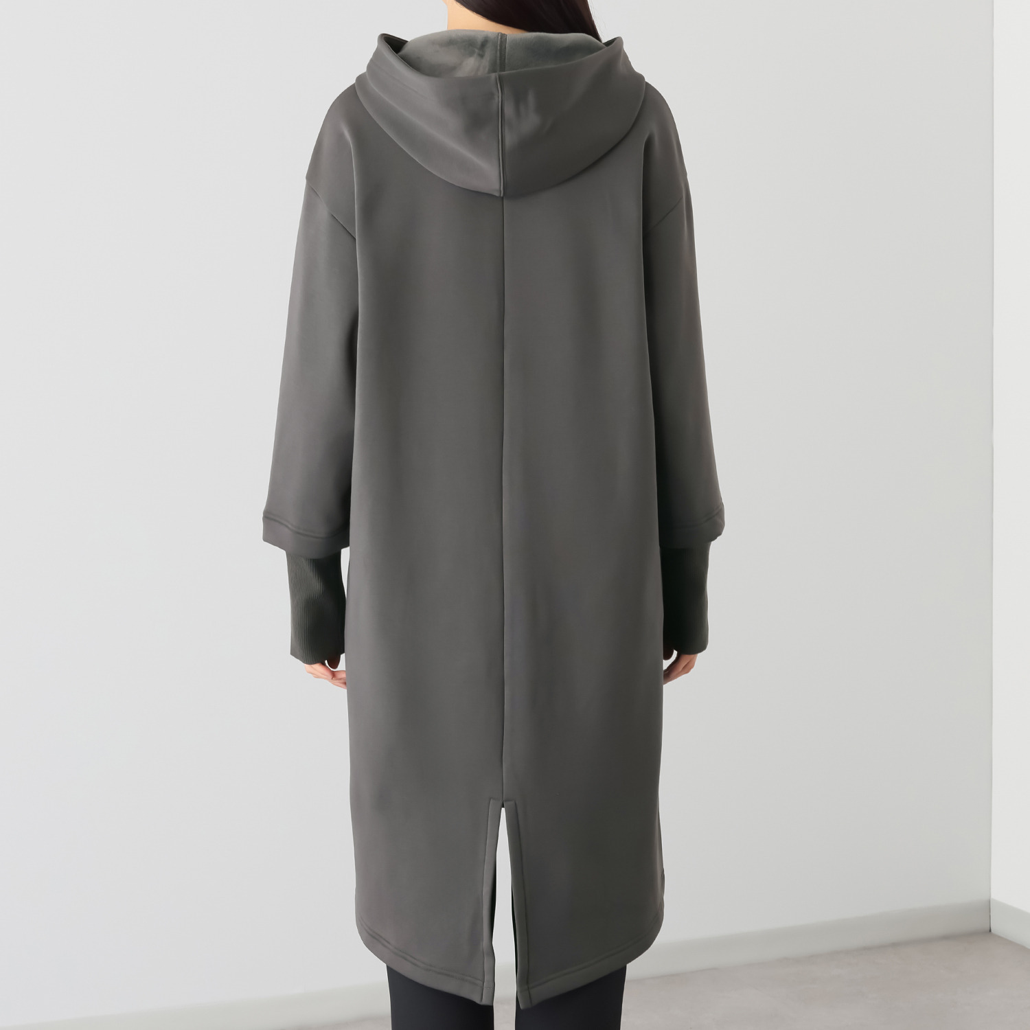 イシカワラボ★ヒトミ 裏ミンク調起毛 ソフトダンボール フーディーロングコート