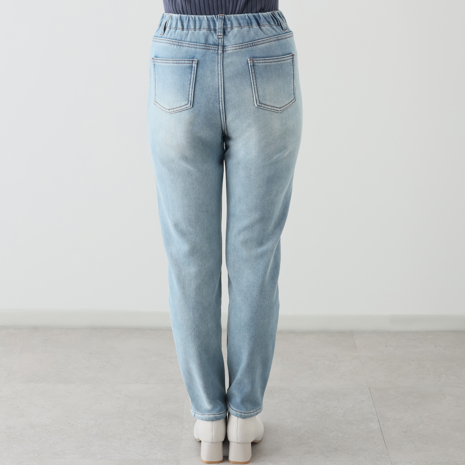 イシカワラボ★ヒトミ 裏ボアボンディング スタイリッシュ デニムスリムパンツ