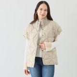 イシカワラボ★ヒトミ ファイバーダウン ネックリブアクセント ショール風ジレ