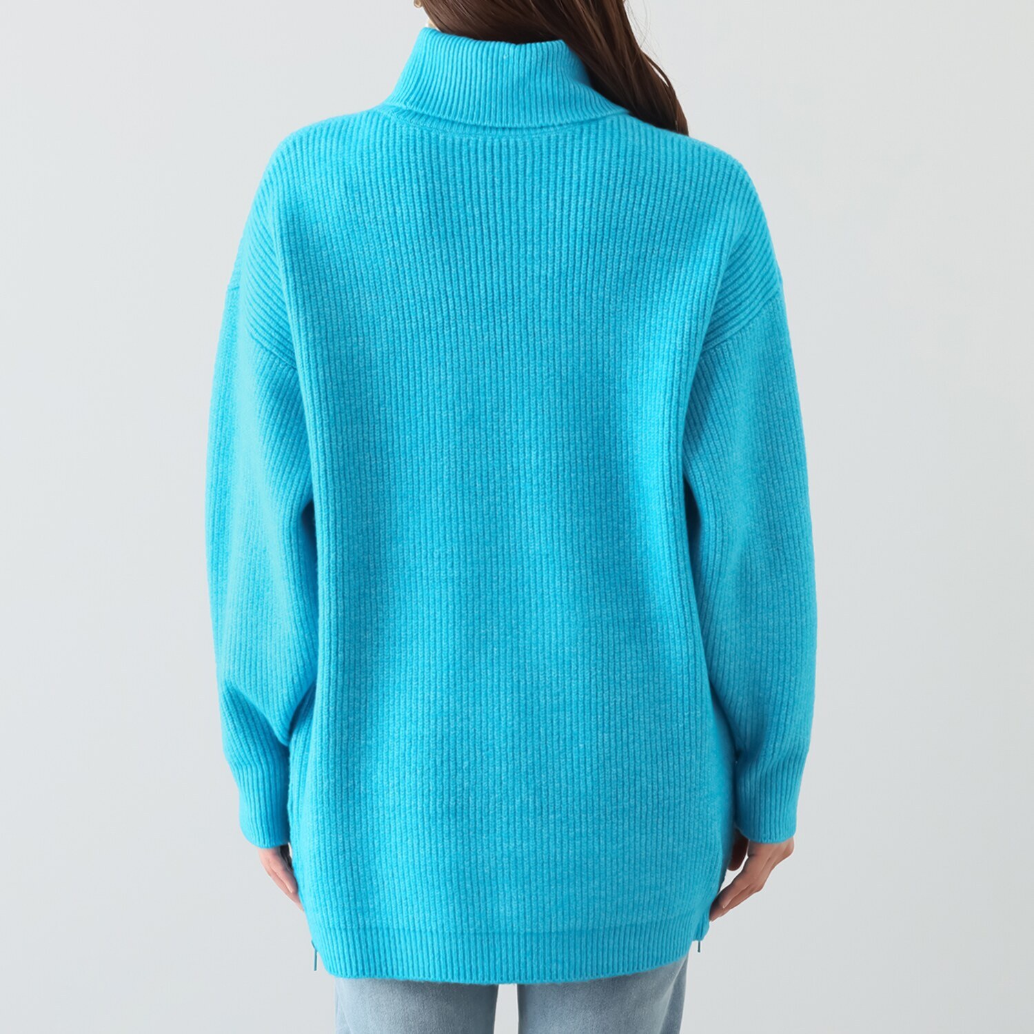 イシカワラボ★ヒトミ 片畦編 サイドファスナーデザイン ニットチュニック