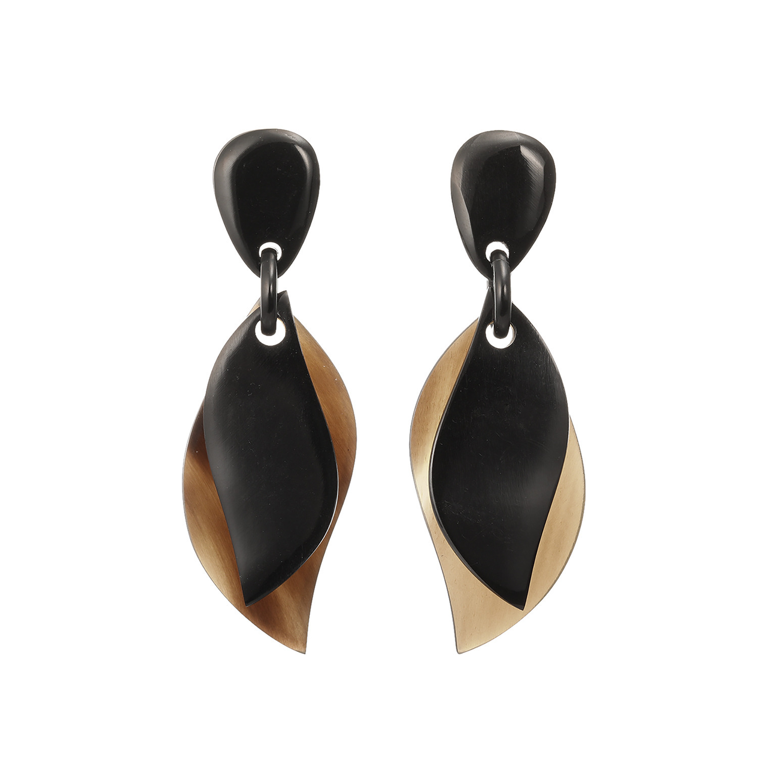 ミル・レーヴ 水牛 レイヤードリーフ イヤリング／ピアス