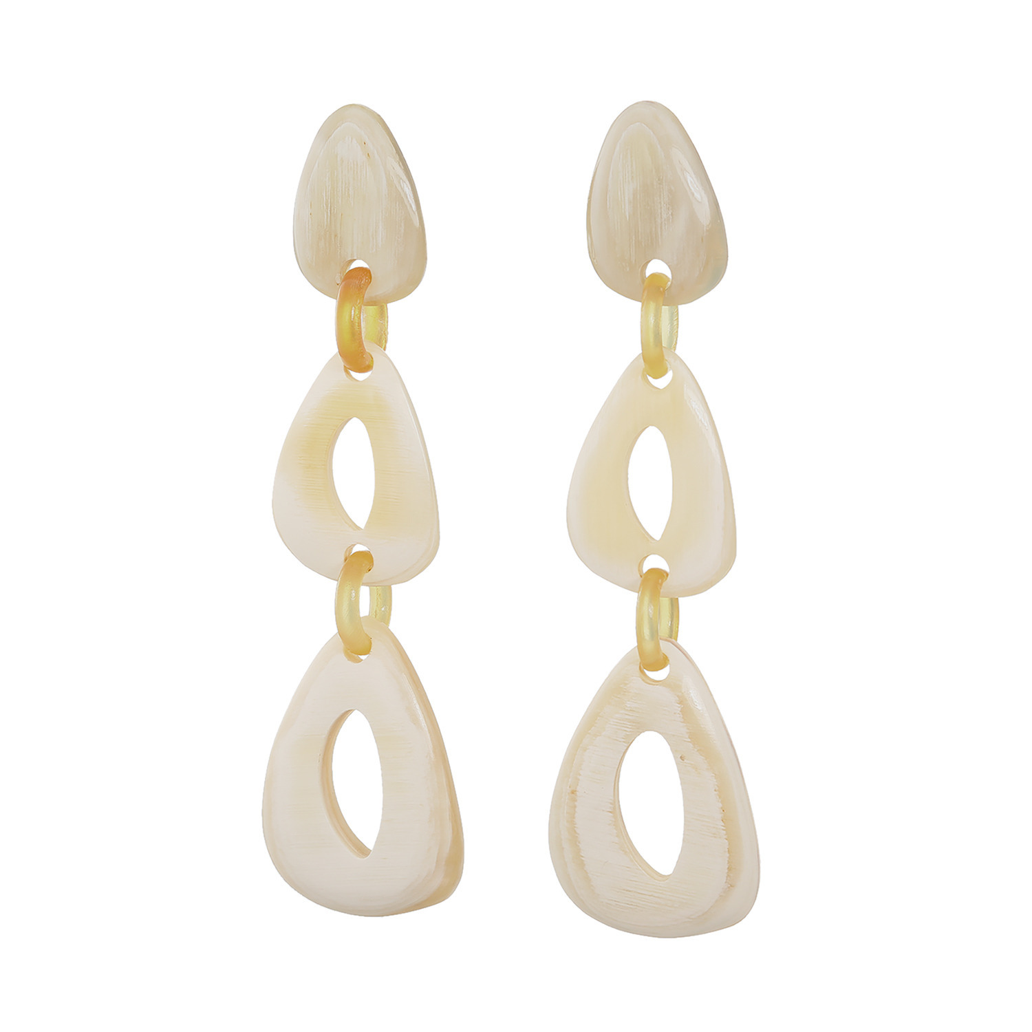 ミル・レーヴ 水牛 ドロップデザイン イヤリング／ピアス