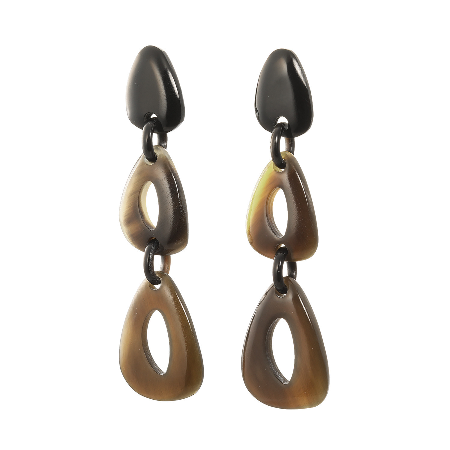 ミル・レーヴ 水牛 ドロップデザイン イヤリング／ピアス