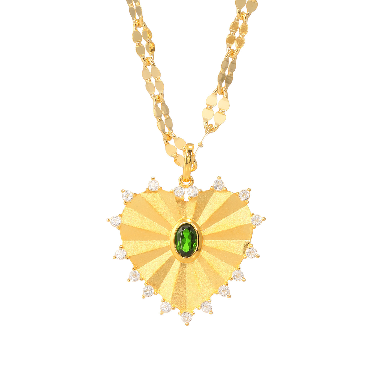 イーシア シルバー クロムダイオプサイト＆ ホワイトトパーズ ハートシェイプペンダント