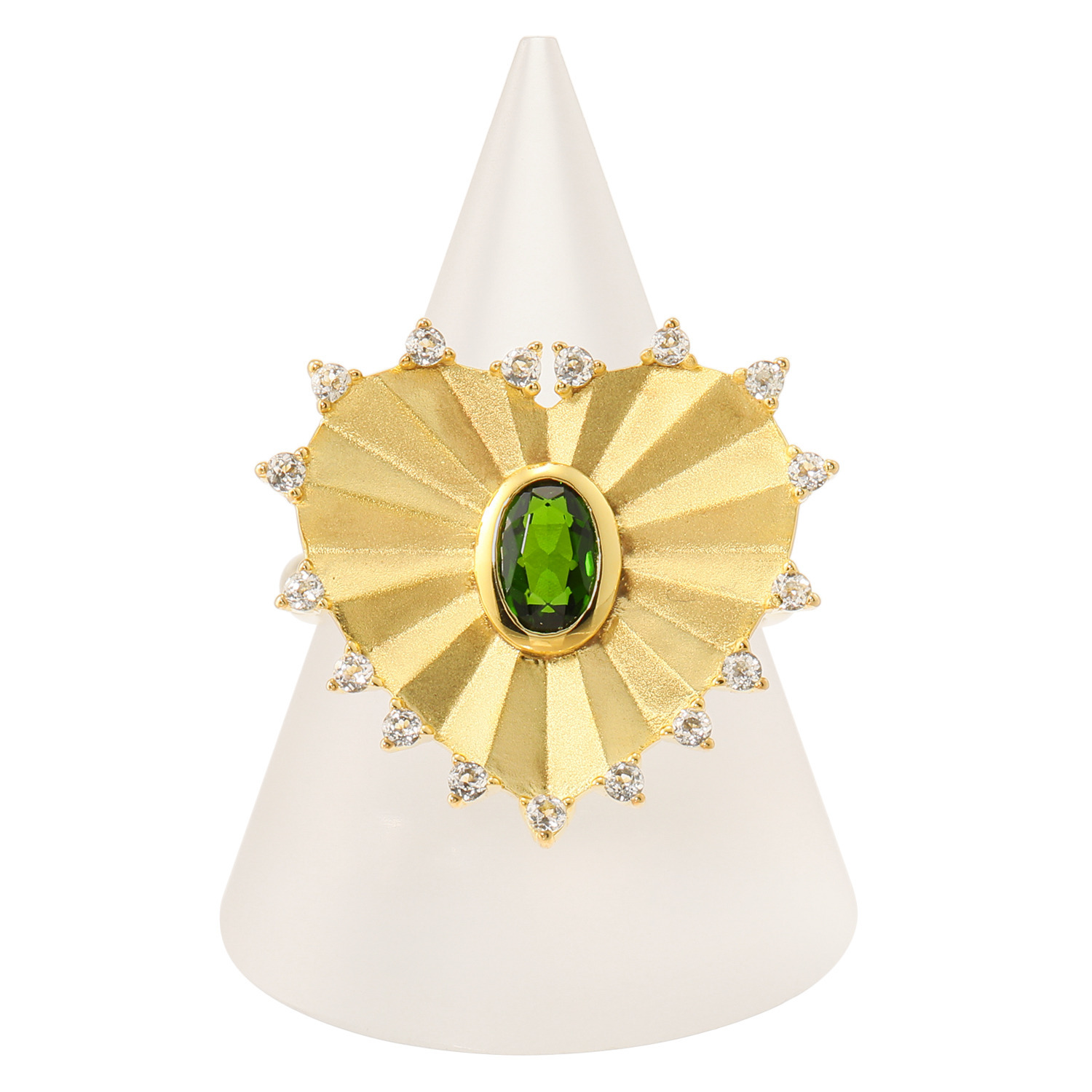 イーシア シルバー クロムダイオプサイト＆ ホワイトトパーズ ハートシェイプリング