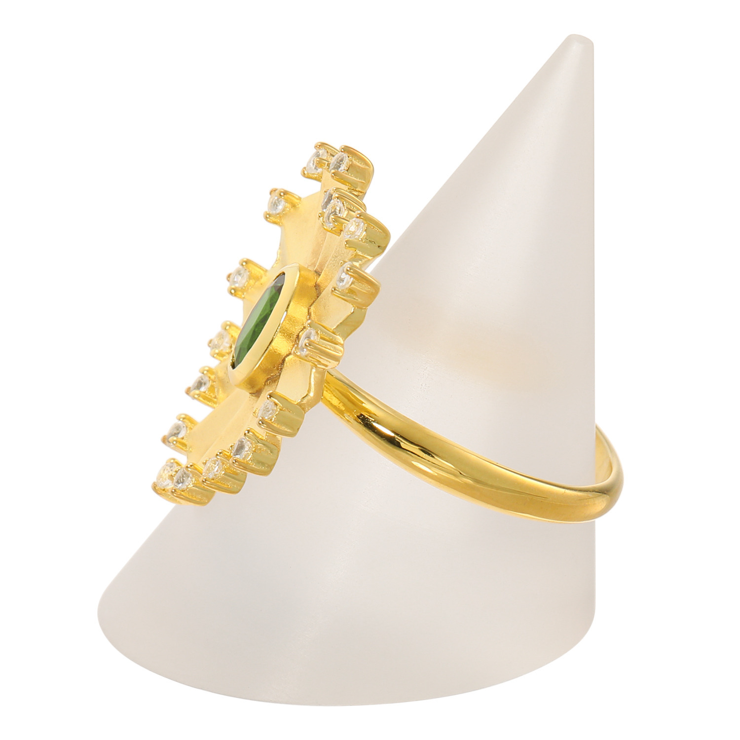 イーシア シルバー クロムダイオプサイト＆ ホワイトトパーズ ハートシェイプリング